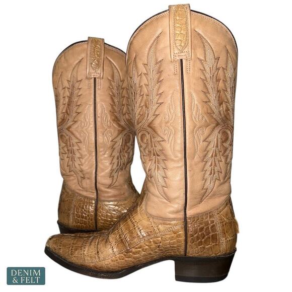 Mezcalero Men’s Tan Exotic Leather Western Cowboy‎ Boots Full Grain Handmade 8.5 main image 12
